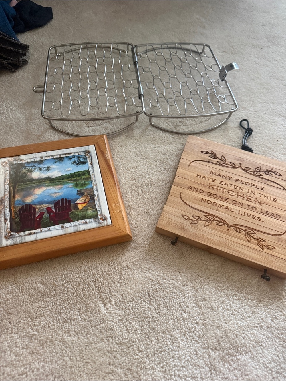 Wooden Recipe/Trivet Board with Decorative Engraving - Natural Brown